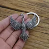 Keychains 12st Flying Bird Animal Crow Raven Eagle Keychain Metal Keyring For Men Women Fashion Jewelry Gift Enek22