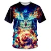 Herrenhemden Casual Owl Oneck T-Shirt Drop Summer China 3D T-Shirt Lieferanten Großhandel 220623