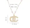 20color Double Lettre Pendentif Colliers Marque Designer 18K Plaqué Cristal Perle Strass Long Collier Femmes De Noce Bijoux Accessoires