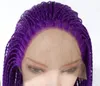New Sexy long Purple Front lace Braids Handmade Women's Party hair wigs