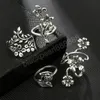 4 -stks antieke zilveren kleur vintage bohemia ring set rozenbloemringen voor vrouwen charme bloemen knokkel ringen sieraden