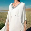 Etnische kleding Wit Dubai Abayas voor vrouwen Ramadan Eid Moslimavond feest Lange jurk plus maat Marokkaanse luxe kaftan gewaad boubou djella