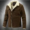 Autumn Winter Jacket For Men Fashion Fleece Lined Warm Casual Coat Men's Streetwear Turndown Collar Fur Bomber Jacket Mens Clothing