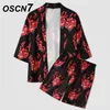 OSCN7 Men Clothes Set Summer Mens Party Suit Club Beach Track Suits Boardshorts Casual Print Shirts 2 Pcs Sets 005 220705