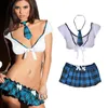 Student Schoolgirl Cosplay Costumes Adult Women Sexy Lingerie Ro Play Underwear Erotic Sexy Red Plaid Pated Skirt H220810