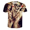 Camisetas de calaveras impresas en 3D Estilo casual Moda para hombres O Cuello Parodia Hip-hop Camiseta de manga corta2443234o