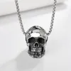 Pendant Necklaces Megin D Stainless Steel Titanium Ins Simple Skull Hip Hop Punk Collar Chains Necklace For Men Women Couple Gift JewelryPen