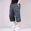 Pantaloncini casual da uomo estivi Salopette da uomo in cotone di lunghezza lunga Pantaloncini cargo da uomo Multi tasca Pantaloni corti tattici militari Abbigliamento uomo L220706