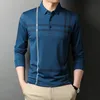 High End Designer Fashion Brand Polo Shirt Men Black Striped Korean Top Quality Casual Long Sleeve Tops Men kläder 220329