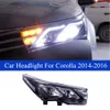 Car Head Light Assembly For Toyota Corolla LED Headlight Dynamic Turn Signal Headlights 2014-2016 High Beam Headlamp