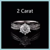 Pierścienie klastra biżuteria Geoki minął test diamentów Moissanite 925 Sterling Sier Star Starlight Queen Pierścień okrągły idealny klejnot ślubny na dro