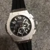 Relojes para hombre Fiber Black Dial estilo de carreras deportivas Japón VK Movimiento de cuarzo Cronógrafo multifuncional Correa de caucho Relojes de pulsera de 45 mm
