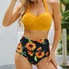 Push -up Sexy Up Biquíni Conjunto de Coloque High Swimsuit Floral Swimke