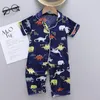 Children's Pajamas Set Summer Baby Suit Kids Clothes Toddler Boys Girls Lce Silk Satin Cartoon Printing Tops Pants 2pc Home Wear 220706