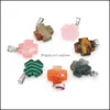 Charms Jewels Conclus￵es Componentes de pedra natural 16x20mm Cross Rose Quartz Lapis Lazi Turquesa Opal Cristal Pingente Charm Dhsvn