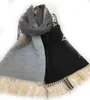 Sciarpa invernale in cashmere di fascia alta moda sciarpe stampate fronte-retro in lana spessa di marca di colore sfumato