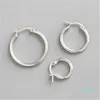 luxury- 925 Sterling Silver Hoop Earring Round Circle Loop Earrings For Women Simple Silver Geometric Earring Brincos de Prata