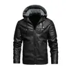 Jaqueta de couro da moda masculino lã de lã de outono jaquetas de couro PU com capuz de inverno roupas masculinas casuais jaquetas de motocicleta l220801