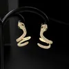 Koreanische Mode-Persönlichkeit Schlange S925 Silbernadelohrohrringe Schmuck Mikroset Zirkon mit 18 Karat Gold Delicate Ohrring Accessoires