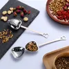 Filtro de té de acero inoxidable en forma de corazón con mango, infusores de té sueltos para té, condimentos de especias a base de hierbas