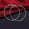 Hoop Huggie Stamp Silver Color Women's 50/60/70/80mm Round Big Earrings Charm Wedding Fashion Jewelry for Women 2022 Gaabouhoop Kirs22