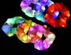 LED Saç Scrunchies Stage Wear Rave Heapear Light Up Neon Satin At kuyruğu Elastik Saç Bağları Aydınlık Parlayan Saç Yüzüğü Kadınlar için Kız Doğum Günü Tatil Partisi