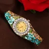 Wristwatches Ly Women's Watch Women Quartz Luxury Crystal Flower Bracelet Good Present Drop M31Wristwatches Hect22