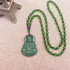 Pendentif Colliers Noir Vert Bouddha Femmes Amulette Style Chinois Maitreya Collier Bijoux Goutte