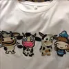 Women's T-Shirt Spring And Summer Korean Style Cute Cow Toy Embroidered Loose Short-Sleeved Large All-Matching WomenWomen's