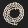 2022 Теннисная цепь хип -хоп ювелирные украшения циркония на камнях ожерелье Женщины Мужчины 3 мм 4 мм 5 мм 6 мм золото и серебряные ожерелья