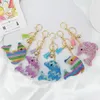 Keychains Creative Korean Velvet Colored Rhinestone Cute Dolphin Keychain Pendant Tassel Bell Marine Series Bag Accessories Emel22