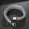 12mm Stainless Steel Thick Bracelets Men 18K Gold Plated Twist Link Chain Bracelet Gifts Silver Black Fashion Domineering Wristband Punk Hip