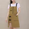 Cotton Apron Gardening Works Cross Back Cotton Canvas Pinafore Dress for Art Studio Coffee Shop Anti-Fouling Uniform Y220426