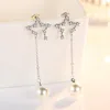 Stud Fashion Pearl Jewelry 925 Sterling Silverörhängen för kvinnor Engagemang Utsökta Zircon Star Earring Girl Holiday Giftud Farl22
