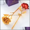 Decorative Flowers Wreaths Festive Party Supplies Home Garden Ll Fashion 24K Gold Foil Plated Rose Creative Gift Lasts F Dhh80