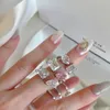 Solid 925 Silver Minialist ring Women's ring Cute Bling 8A Zircon Stone Adjustable diamond Rings for Women Mom& kid Love Wedding Engagement Fashion Jewelry 2022 Design