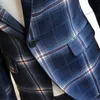 Mężczyźni Blazers Formal Plaid Suits Spodnie 2 -częściowe Zestaw męski smoking Slim Fit Business Casual Wedding Groom Order Płaszczów 220504