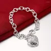 Cadeia de link Trendy Silver Jewelry Ball Bracelets para mulheres 925 Pulseira cardíaca Qualidade superior