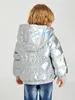 Manteau à capuche avec fermeture éclair holographique pour tout-petits garçons SHE