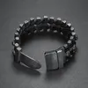 Cadeia de link Men Black Skull Braided Leather Bracelets Aço inoxidável Leahter Cool para Bracelet Jewelry GiftSlink Lars22