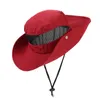 Berets Summer Bucket Hat Man Panama Cap Cloth Simple Design Breathable Mesh Fold Shading Outdoor Hiking Fishing Male Windproof RopeBerets Pr