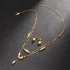 Örhängen halsband dubbel för flickor örhänge set med pärlor brasilianska guld pläterade smycken kvinnor juvelryarrings
