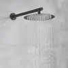 Rundt huvud svart ultratin eller tjock duschkran 2- Vägs badrumskran Väggmontering eller takfäste regndusch