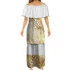 Samoan Puletasi Half Sleeve Dress Polynesian Traditionell Tribe Sublimering Print Puletasi Dress Wholesale Price Couples Dress 220706