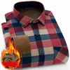 Men's T-Shirts Autumn Winter Men Shirt Warm Thick Fleece Lined Plaid Long Sleeve Shirts Fashion Soft Comfortable Flannel Dress MY203Men's