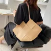 50pcs Stuff Sacks Women PU Weave Plain Large Capacity Shoulder Bag Mix Color