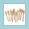 500 Pcs/Lot rapide 13Cmx2.7Cm cuillères en bois cuillère à miel bois 6 Styles livraison directe 2021 couverts cuisine salle à manger Bar maison jardin 6B2Uo