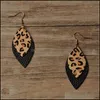 Andra örhängen smycken pu läder för kvinnor löv leopard örhänge modetillbehör hängande dingle öron öre dhd5z