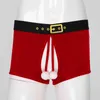 Männer Weihnachten Samt Höschen Ouvert Boxer Shorts Flauschigen Ball Sexy Dessous Unterwäsche Niedrige Taille Elastische Bund Unterhose G220419