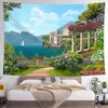 Belle fleurs de jardin naturel décoration maison salon suspendu polyester tapisserie J220804